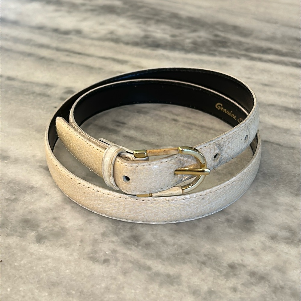 Vintage Sheka Snakeskin Belt size Medium in Beige/Cream